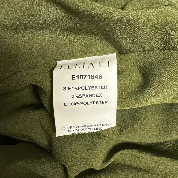 NWOT $148 ELLIATT Camo Olive Green Halter Dress - Asymmetric Cocktail Mini Dress - Picture 10 of 11